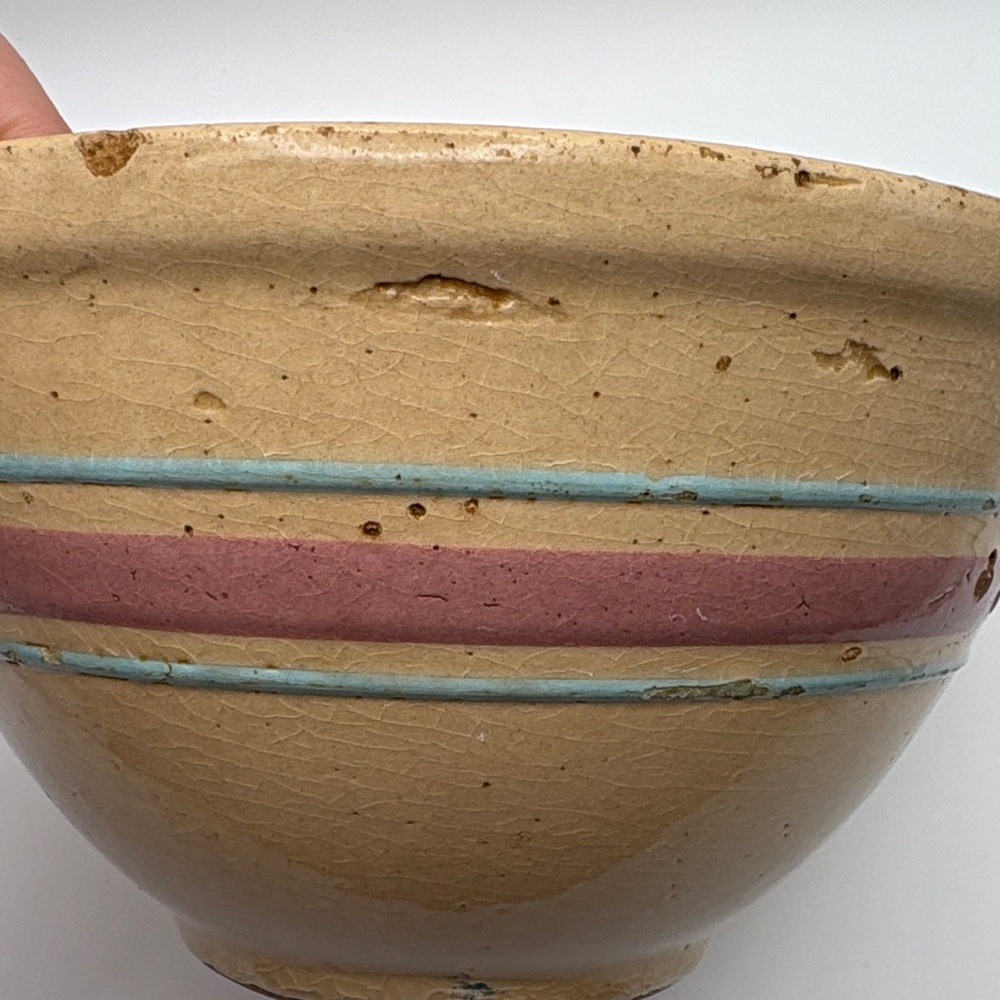 Vintage Ceramic Bowl with Stripes - Picture 7 of 14